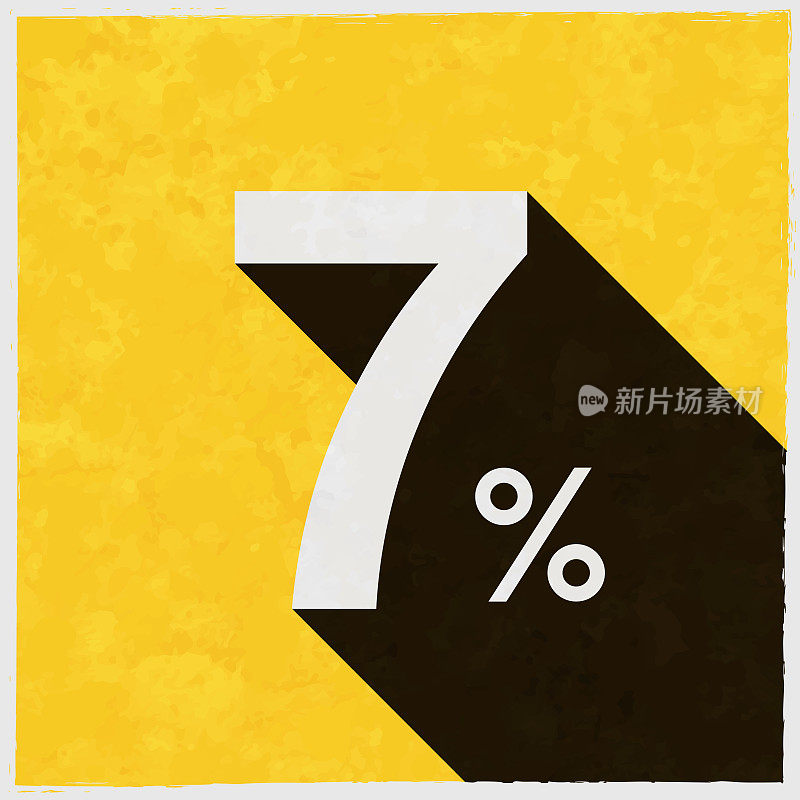 7% - 7%。图标与长阴影的纹理黄色背景